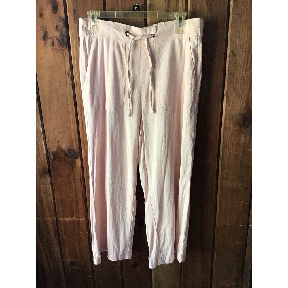 Denim & Co Naturals Linen Blend Cinched Ankle Pants Pink XS Extra Small Womens